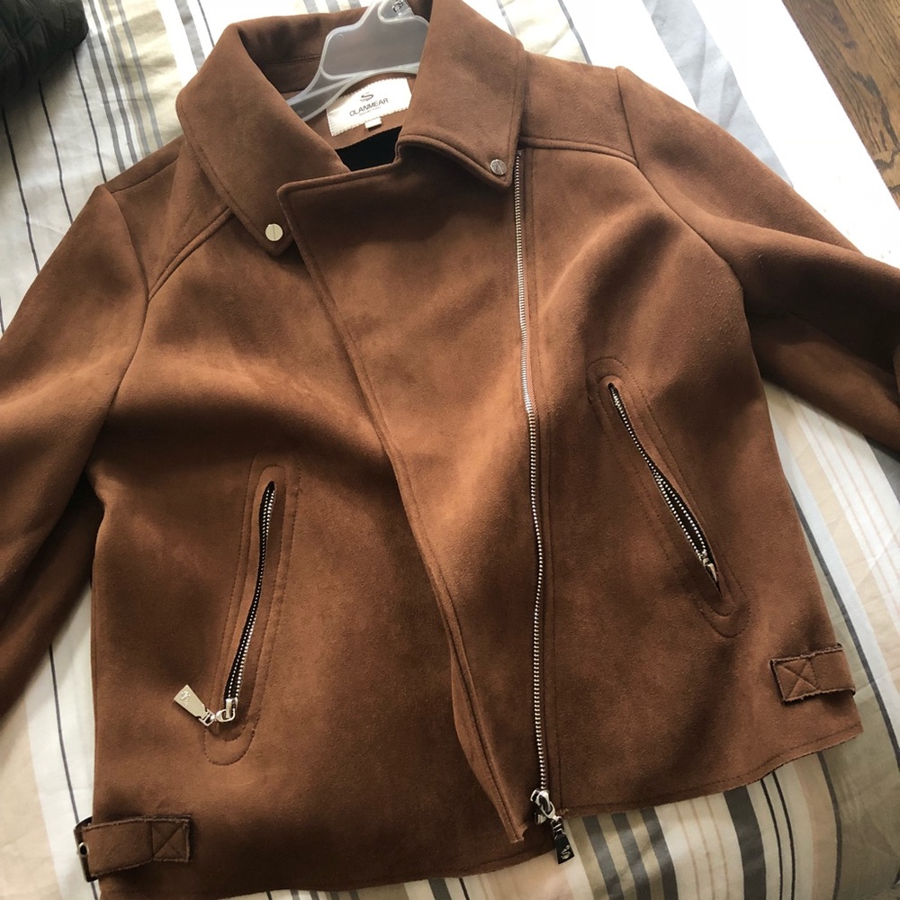 Women’s faux suede moto jacket